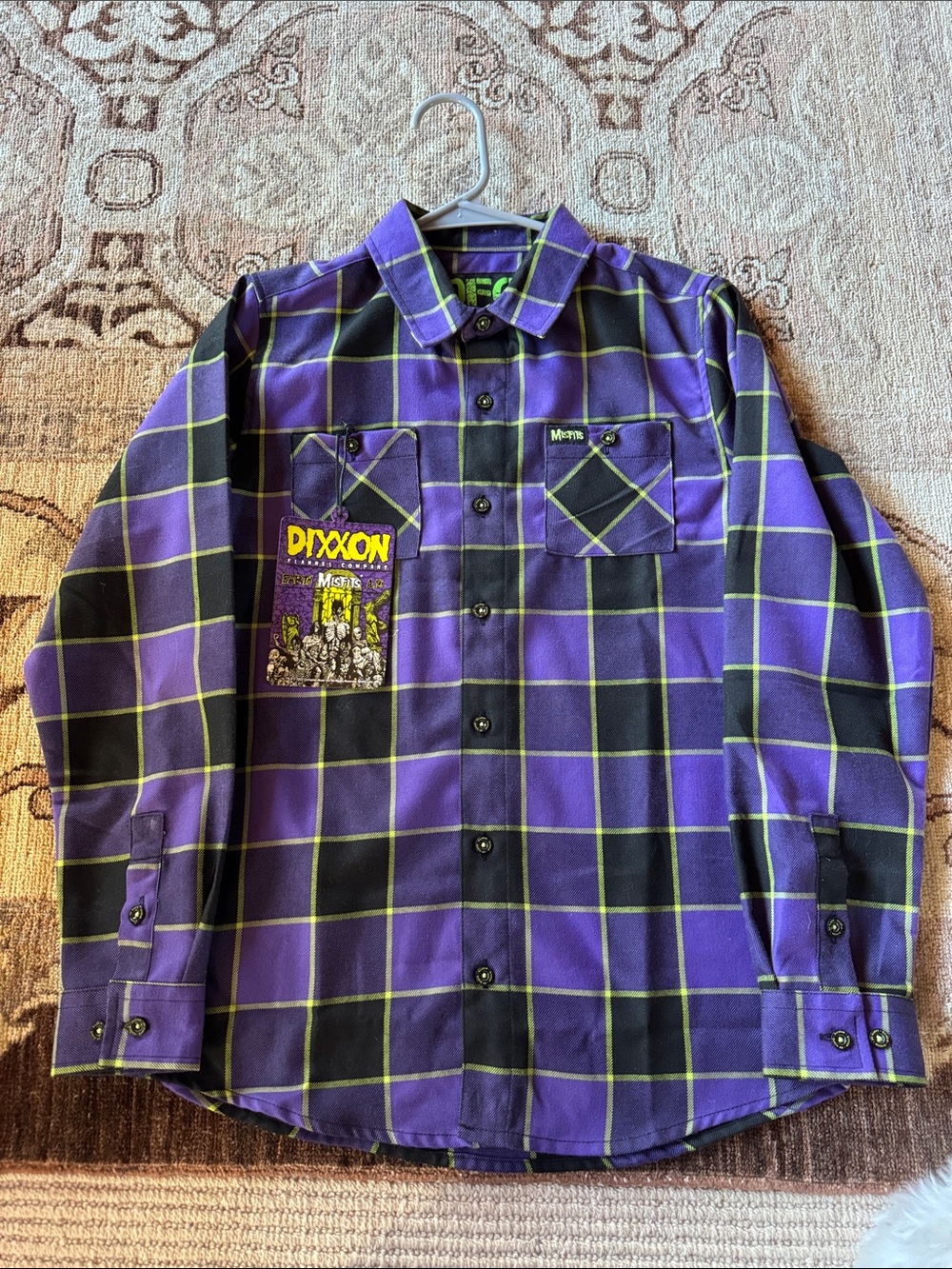 DIXXON Misfits Purple and Black Plaid Button-Down Work Shirt